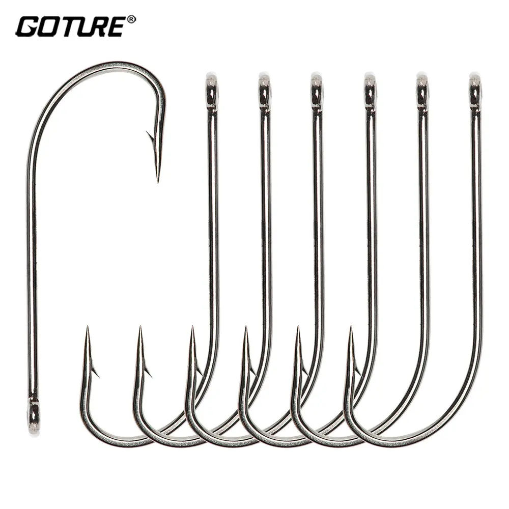 Anzuelos de pesca Goture acero carbono vástago largo anzuelo simple