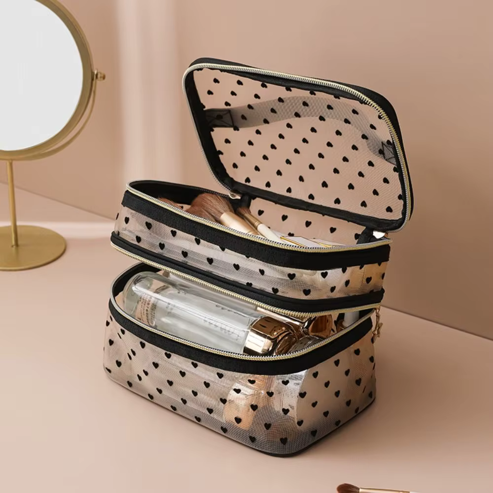 Bolsa de cosméticos de viaje Nylon doble capa para mujer - imagen 4