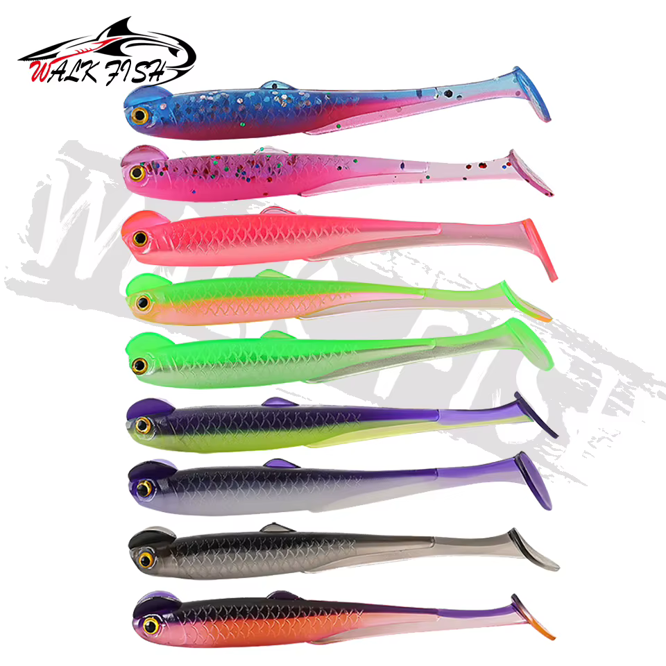 WALK FISH Señuelo cola suave biónico PVC con ojos 3D para lubina - imagen 2