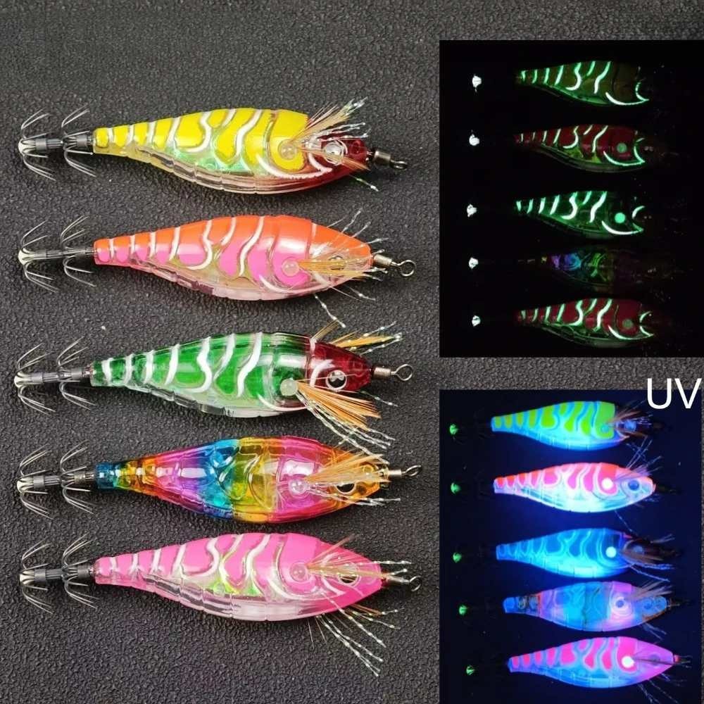 Señuelo pulpo luminoso cebo camarón fluorescente para agua salada - imagen 2
