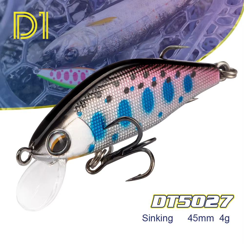 Señuelo Minnow D1 hundido 45mm 4g - Trucha Lubina Perca - imagen 4