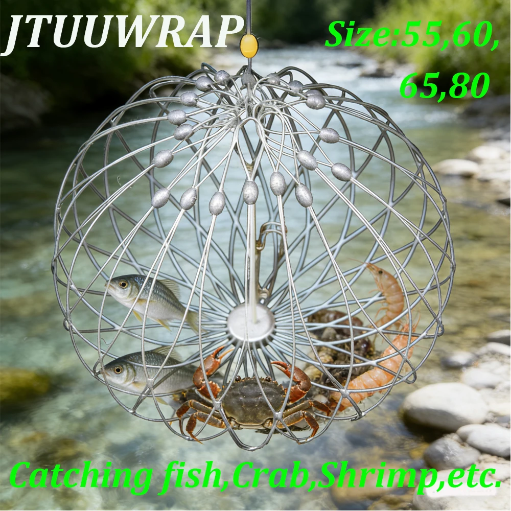 JTUUWRAP-trampa para cebo de pesca, jaula de malla plegable