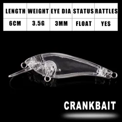 Dr.Holife Crankbait flotante sin pintar – Lures artesanales 6