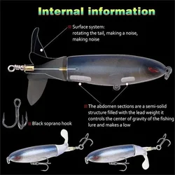 Whopper Topwater Popper - Señuelo de superficie con cola giratoria