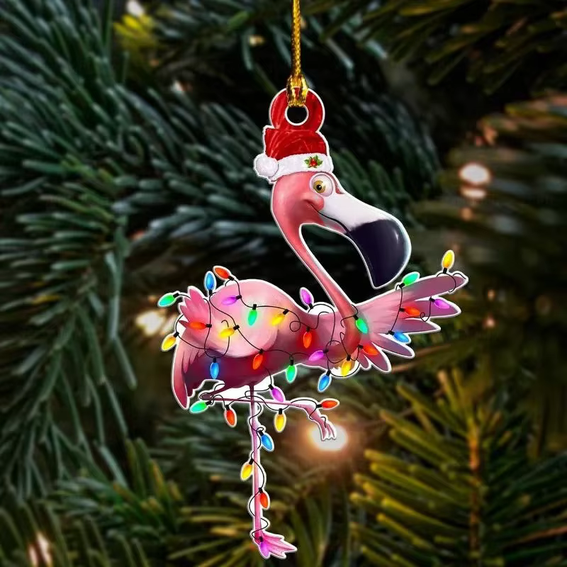 Colgante Acrílico Navideño – Gallo, Ciervo, Flamenco y León - imagen 4