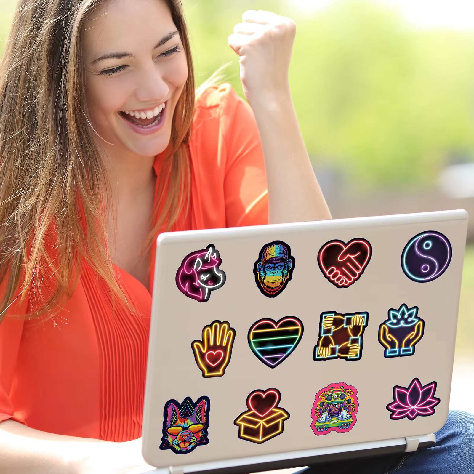 Pegatinas Neon Personalizadas – Diseño Dibujos Animados Adhesivo Resistentes