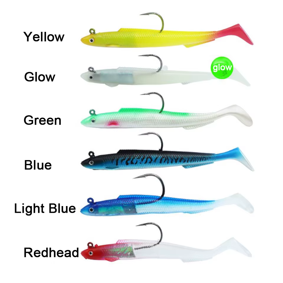Señuelo blando para lubina Swimbait con cola paleta y jig head - imagen 5