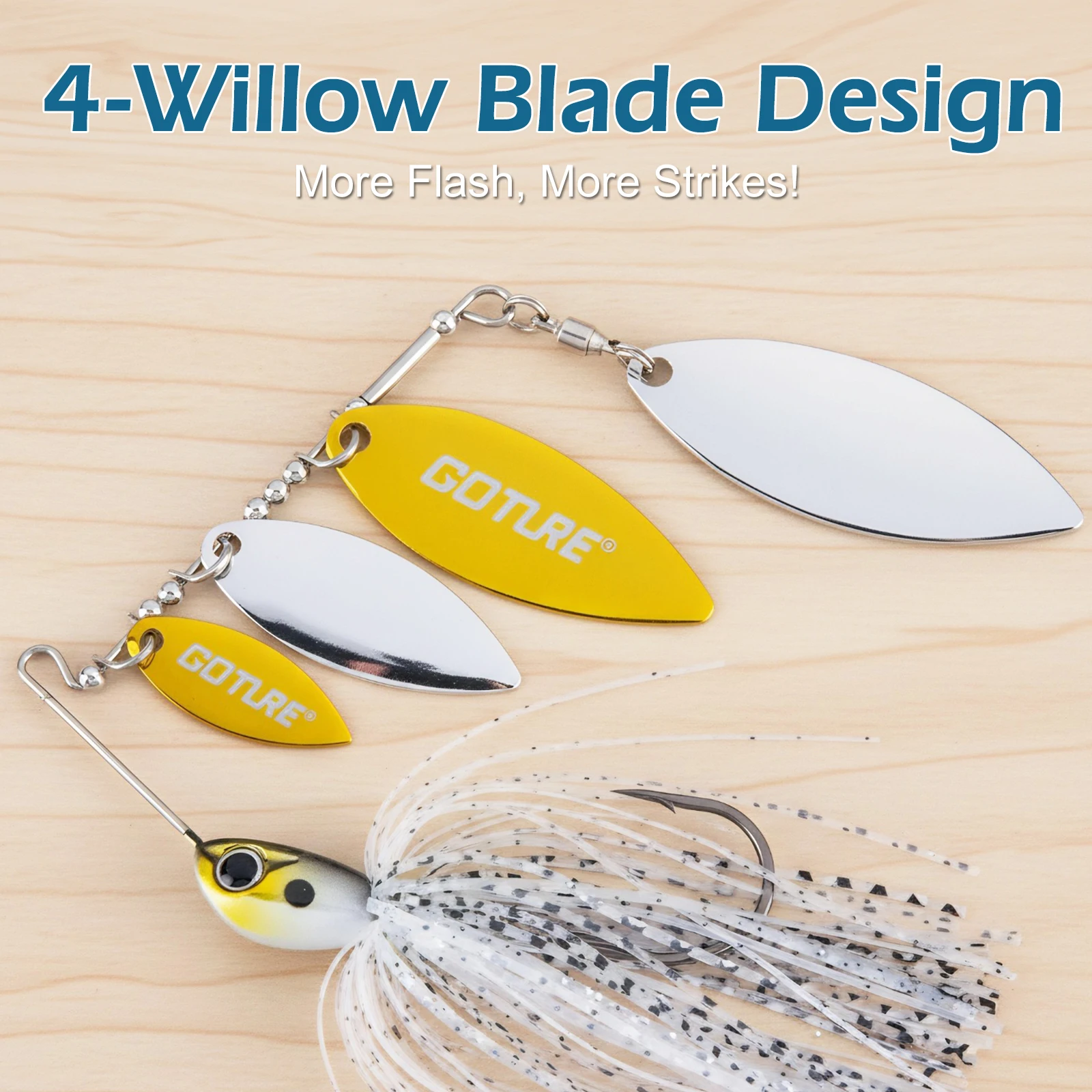 Spinnerbait Goture Willow Blade con falda de silicona y cuchillas
