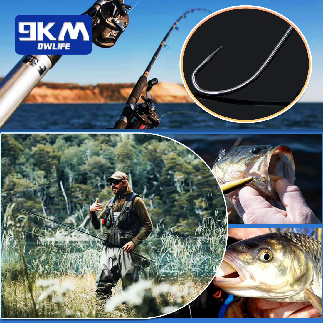 9KM Jig Head con púas – Vástago largo para vinilo suave de pesca - imagen 2