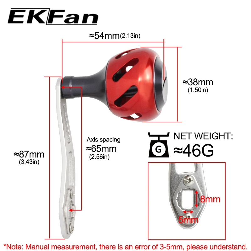 Manivela de carrete EKFan – mango de aluminio, accesorio DIY tuning - imagen 4