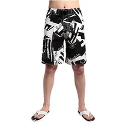 Pantalones cortos de surf estampados con cintura elástica hombre