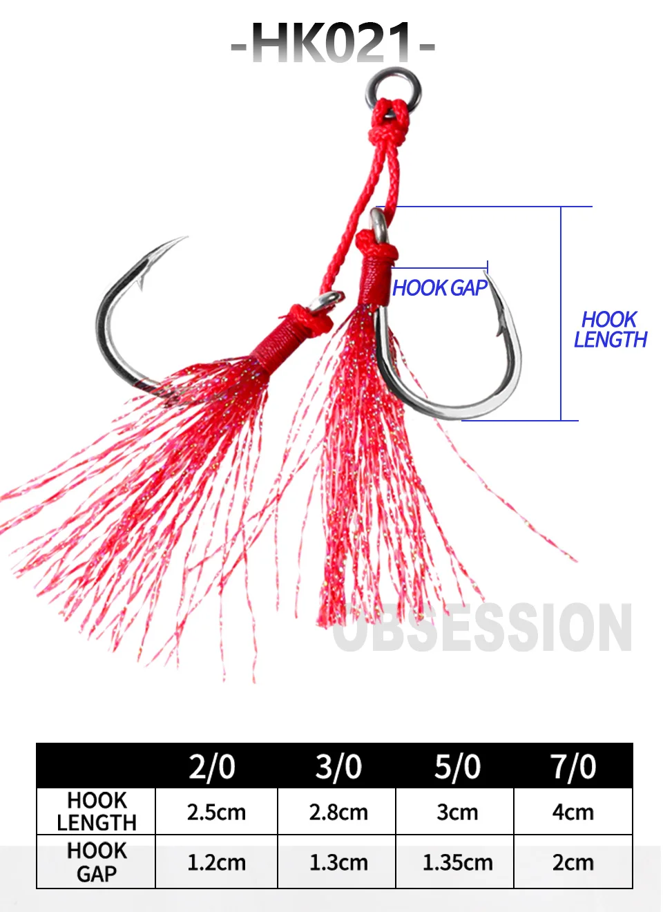 Obsession HK021 Jig de largo alcance con anzuelo assist y pluma - imagen 5