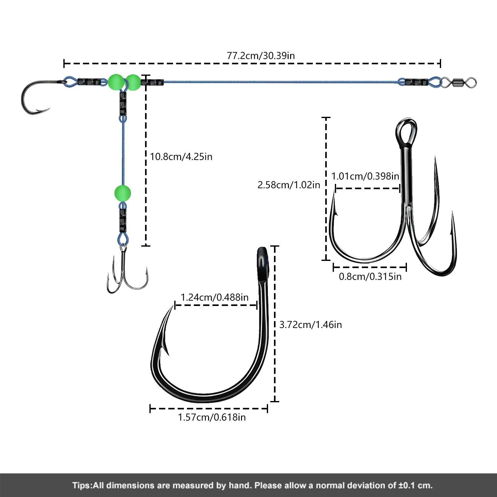 Leader Acero Inoxidable con Cuentas Luminosas – Antienredos - imagen 2