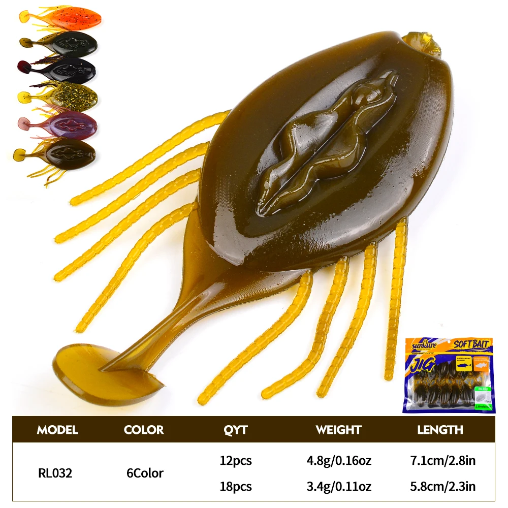 Sunlure señuelos de silicona wobbler con cola plana y tentáculos - imagen 2
