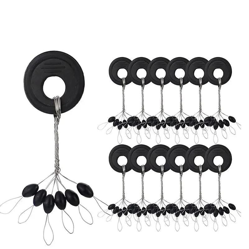 Conjunto de tapones ovalados de goma para pesca