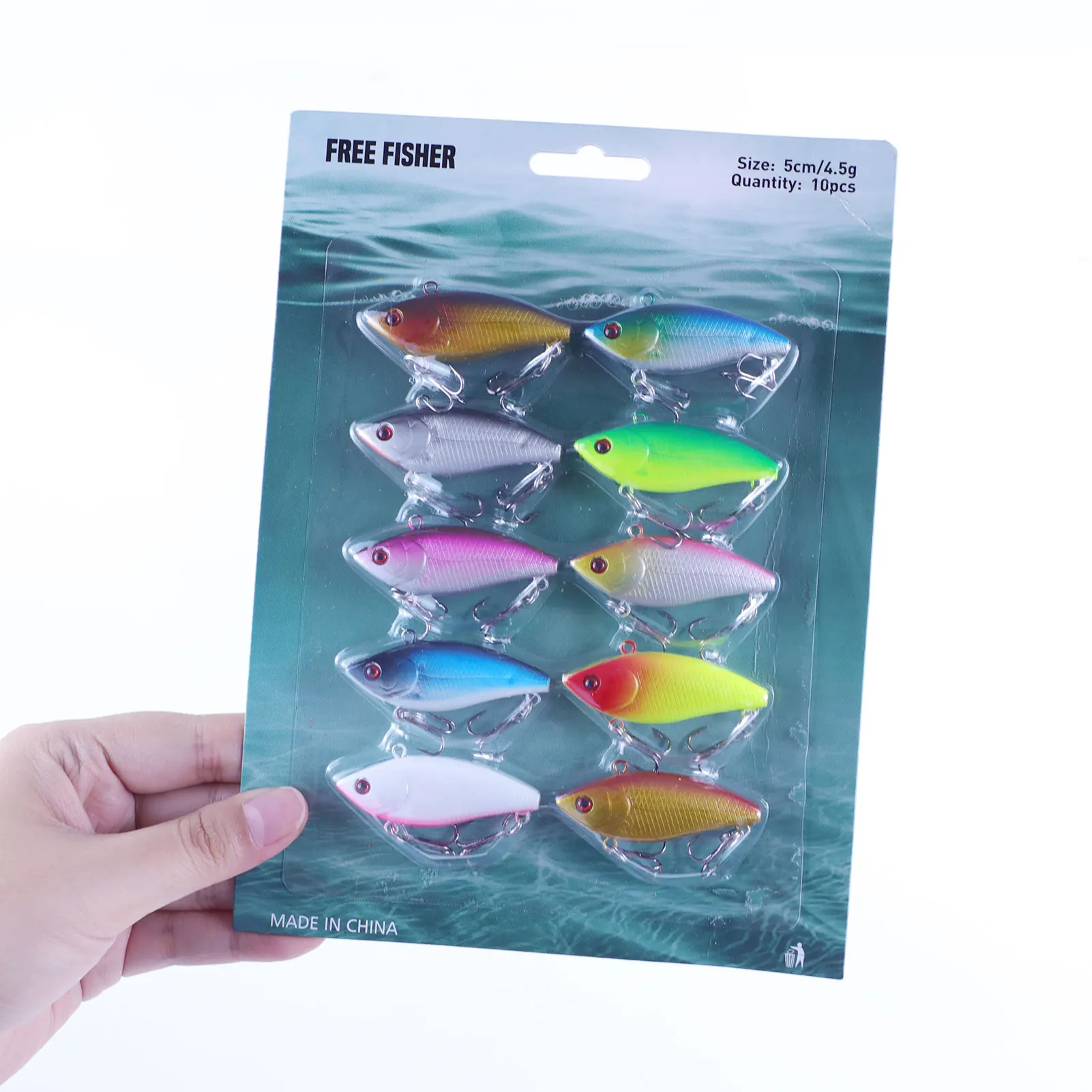 Free Fisher Señuelo VIB swimbait con anzuelo triple y ojos 3D - imagen 2