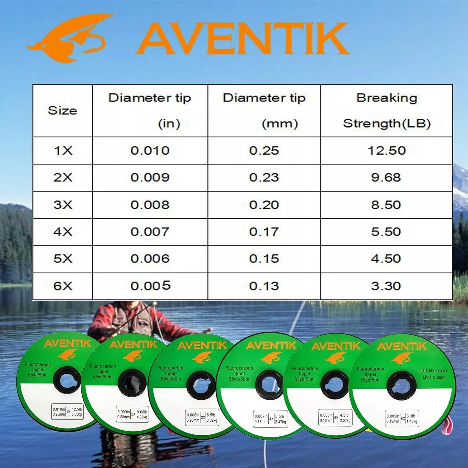 Línea de fluorocarbono Aventik invisible hundimiento para moscas - imagen 2