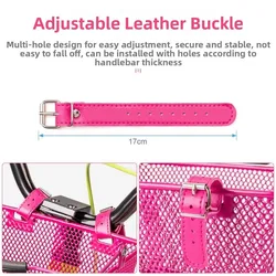 Cesta delantera infantil para bicicleta con asa – Negro y rosa, 24,5x18x14 cm