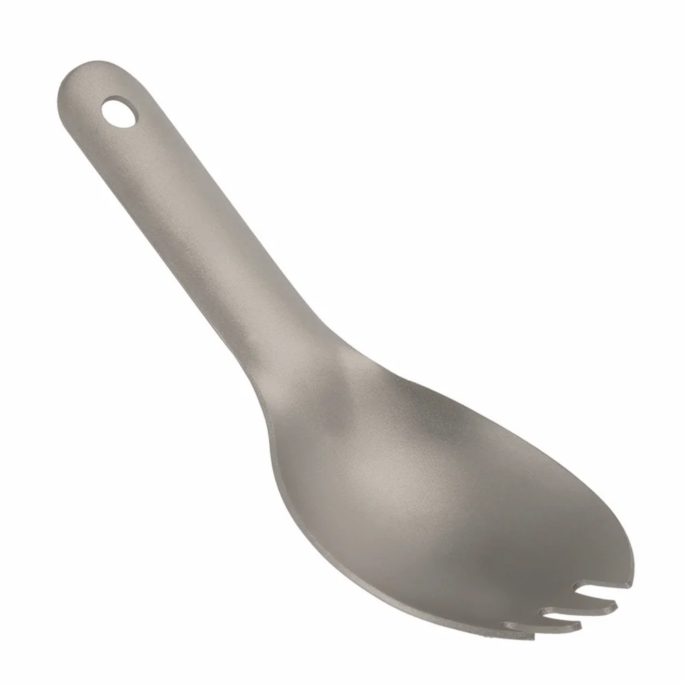 Cuchara tenedor de titanio ultraligera mini, mango corto portátil - imagen 3