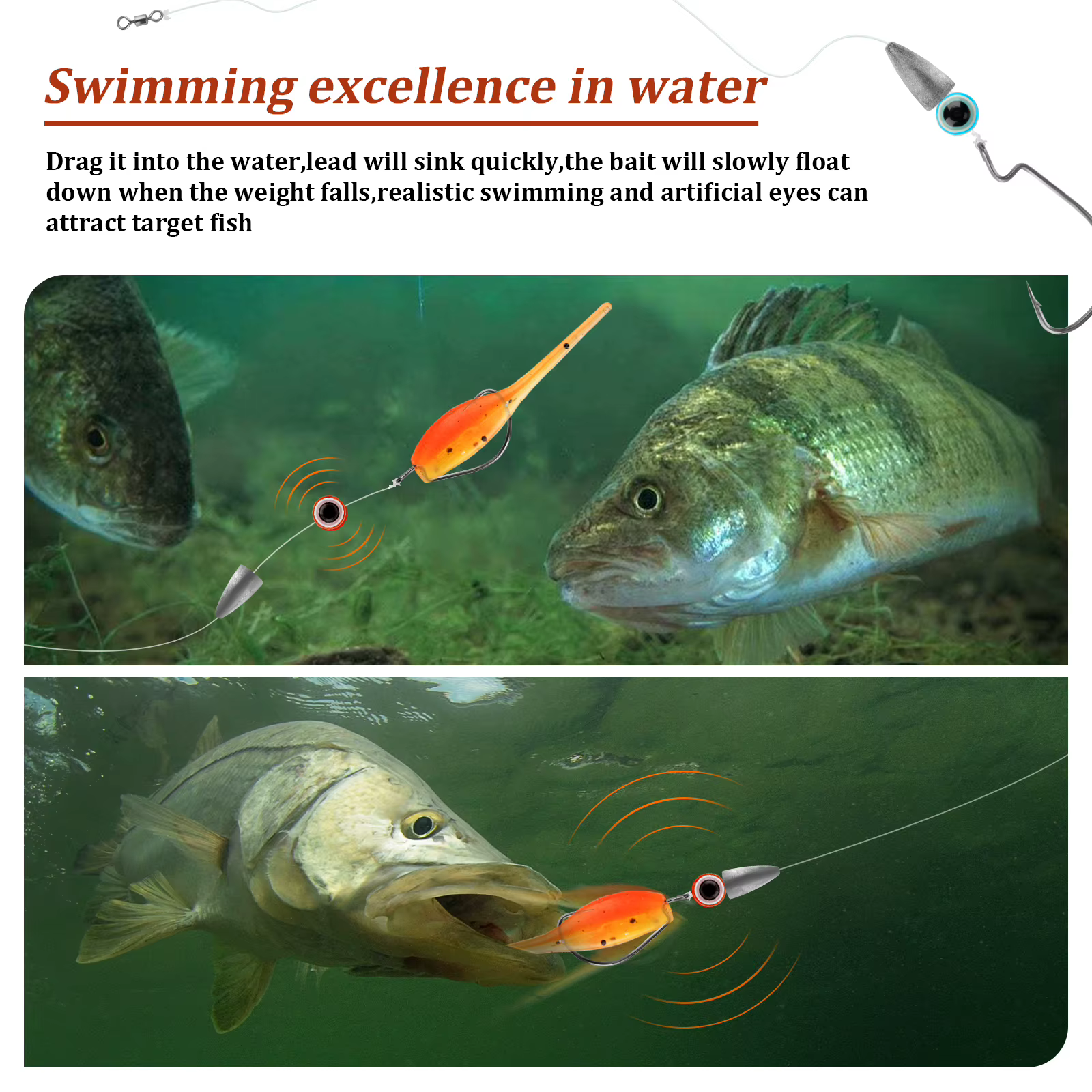 Anzuelos Texas Rig Offset para Pesca de Luberna – Kit Aparejo Carolina - imagen 3