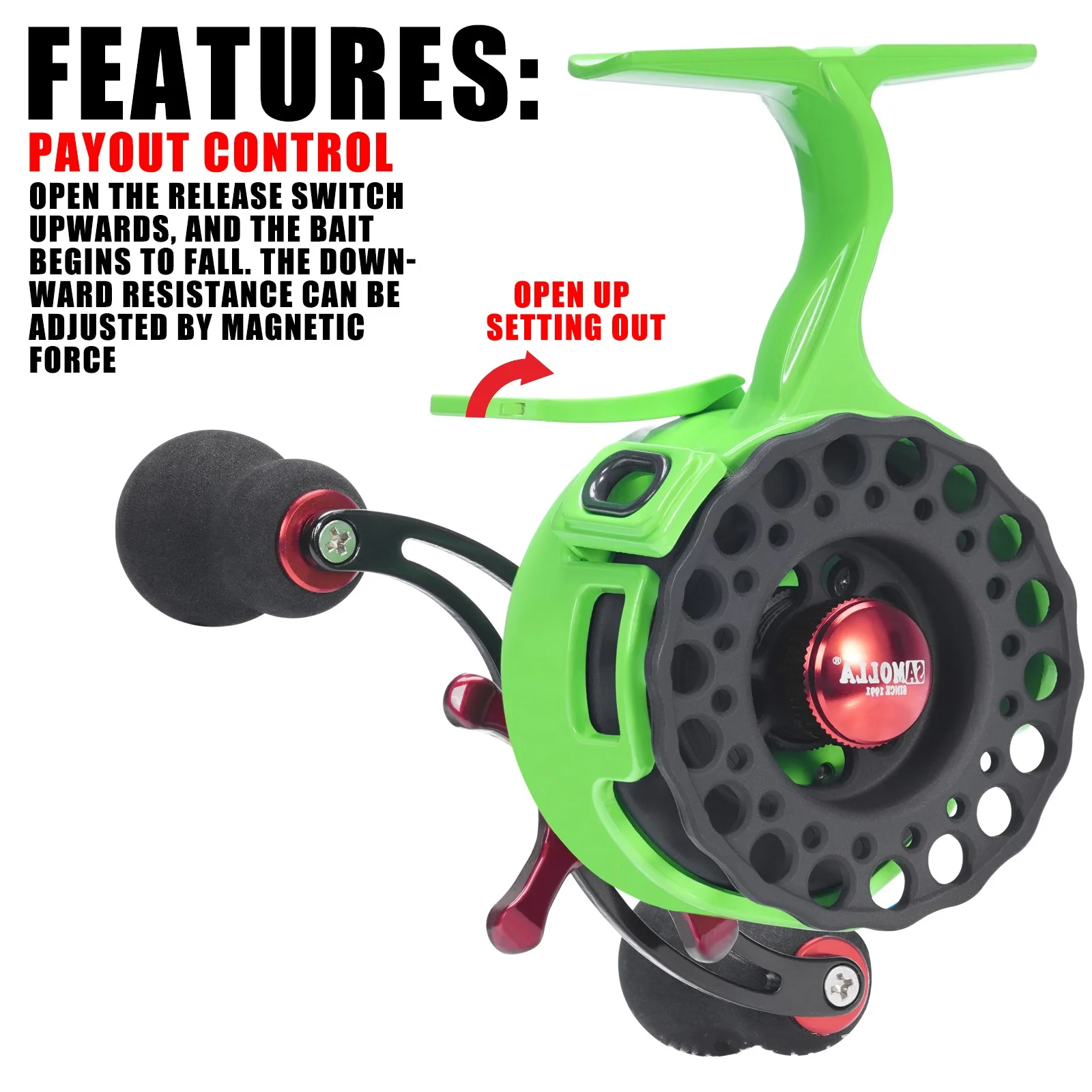 Carrete de pesca en hielo inline CNC – Pie alto para jigging ligero - imagen 4