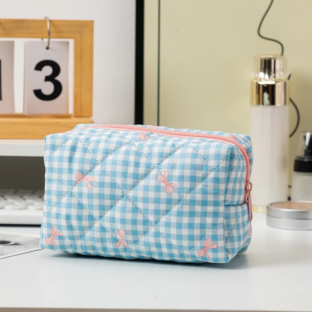 Bolsa de aseo acolchada portátil de gran capacidad para mujer