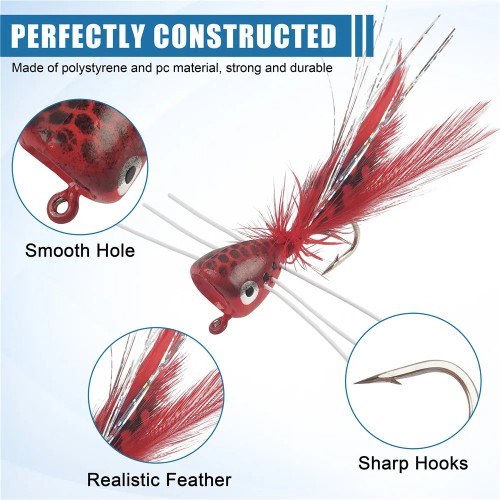 Señuelo popper lubina para pesca con mosca viva de insectos - imagen 4