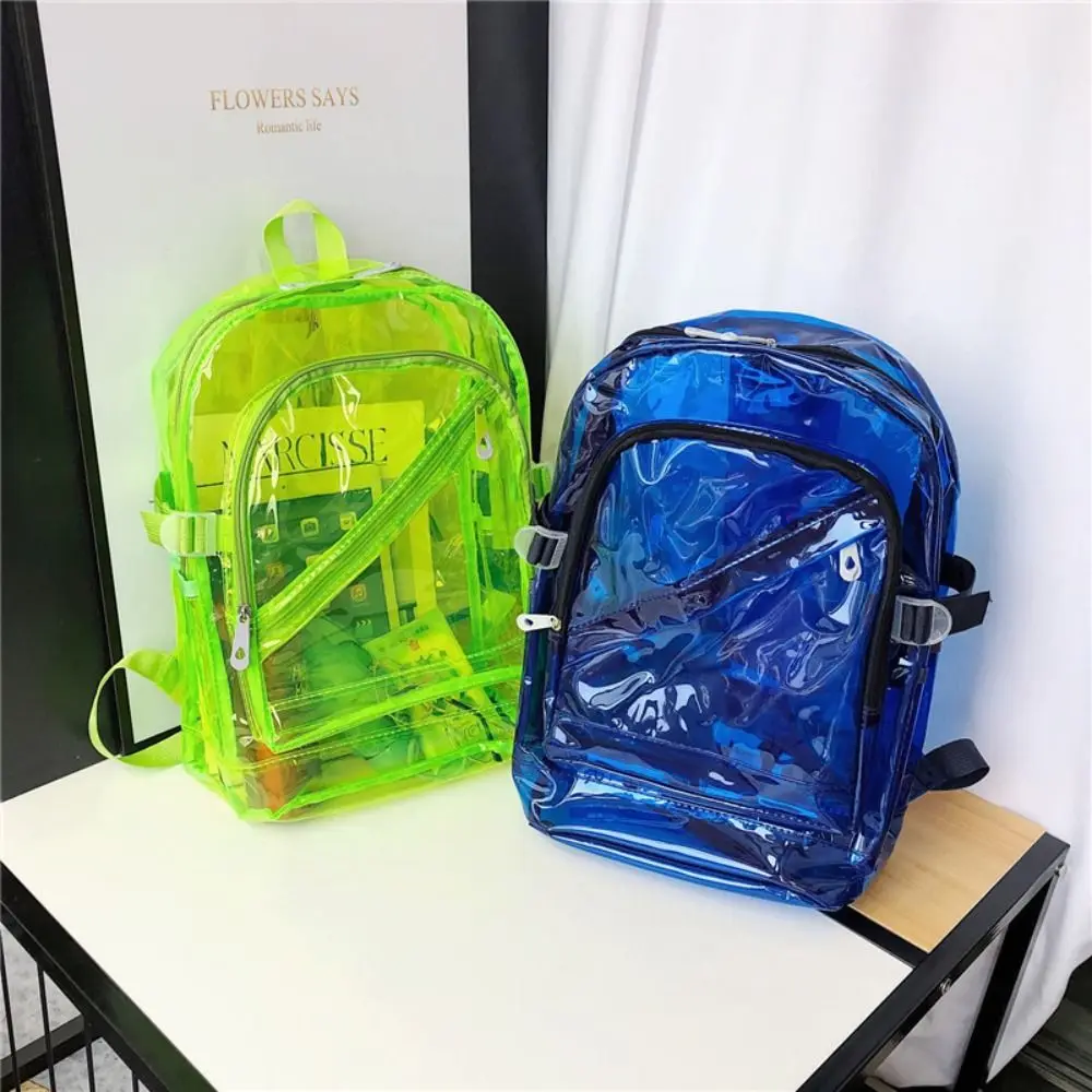 Mochila PVC transparente caramelo para mujer, escolar y resistente - imagen 4