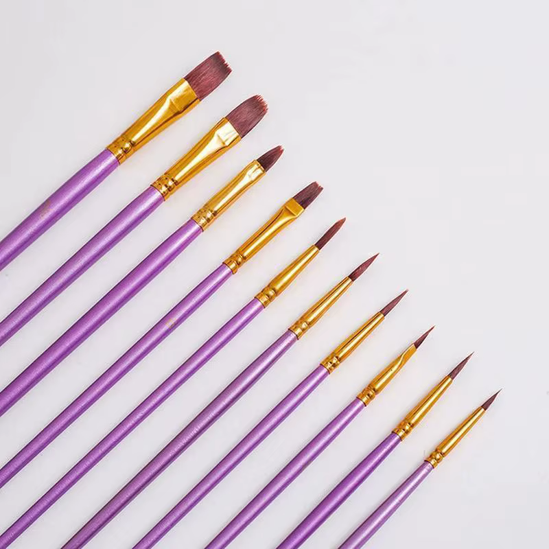 Set de pinceles profesionales nailon para pintura facial y uñas