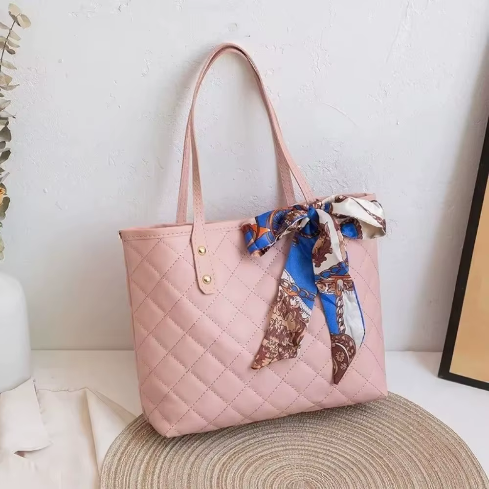 Bolso Tote Mujer PU Gran Capacidad con Bordado y Bufanda - imagen 3