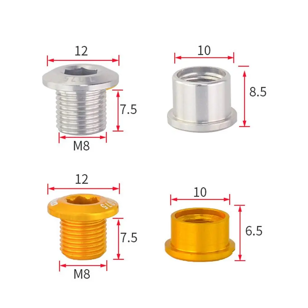 Detalle de las medidas de los pernos para plato de bicicleta