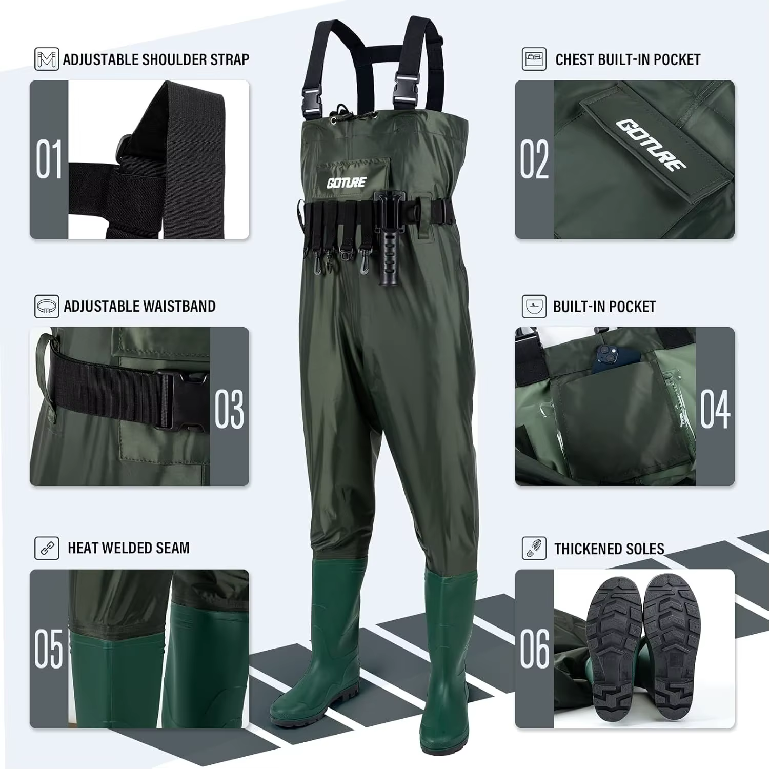 Vadeadores de Pesca PVC, Impermeables y Transpirables Ligeros - imagen 2