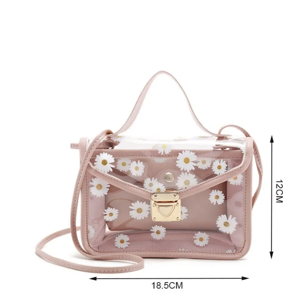 Bolso transparente con margaritas para mujer, bandolera cruzada