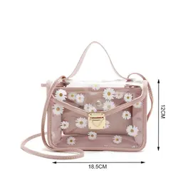 Bolso transparente con margaritas para mujer, bandolera cruzada