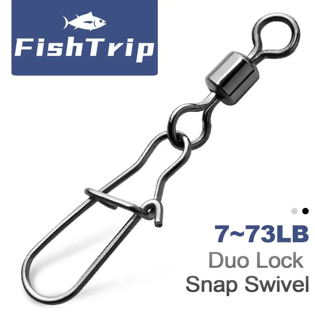 Snap Giratorio Duo Lock FishTrip – Acero inoxidable con níquel negro - imagen 3