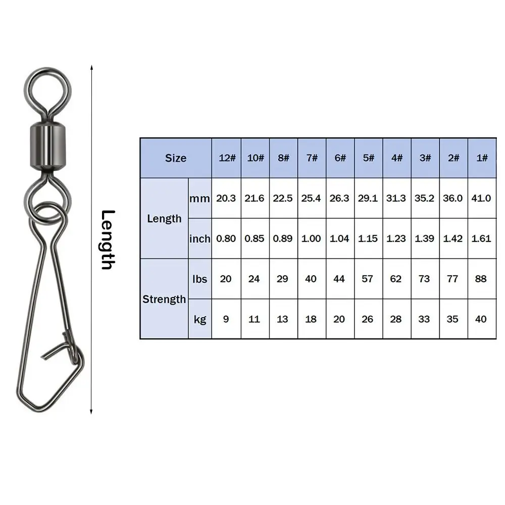 Conector giratorio de acero inoxidable con rodamiento para señuelos - imagen 4