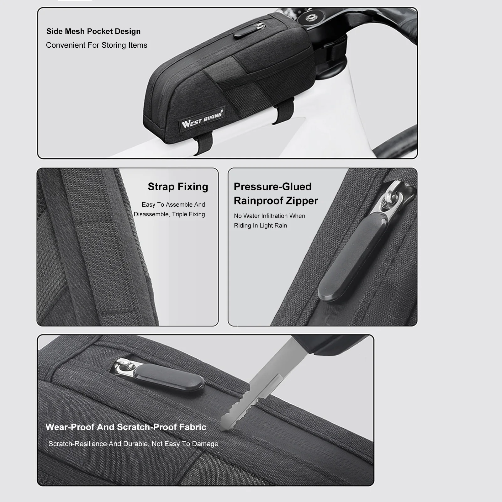 Bolsa para bicicleta de montaña con diseño aerodinámico y perfil bajo