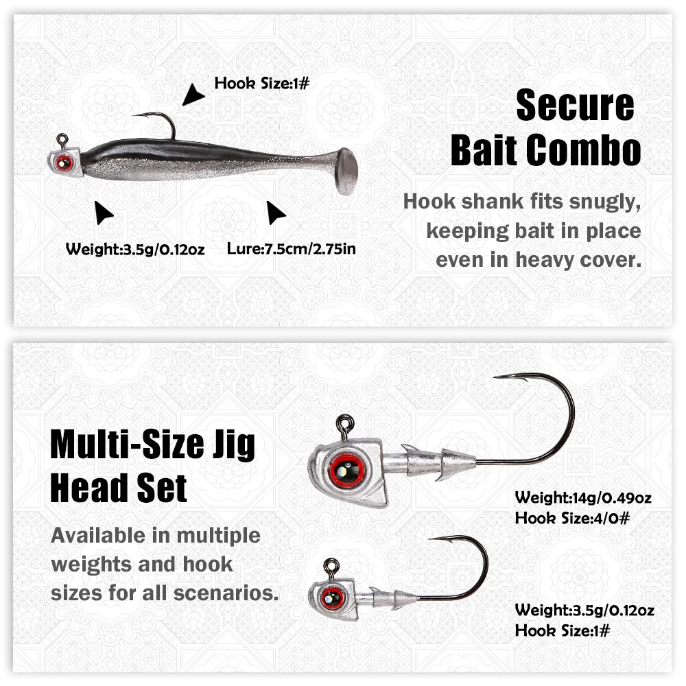 Anzuelos Jig Head B&U, vástago afilado para vinilo lubina y lucio