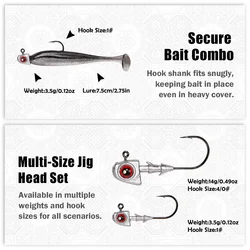 Anzuelos Jig Head B&U, vástago afilado para vinilo lubina y lucio