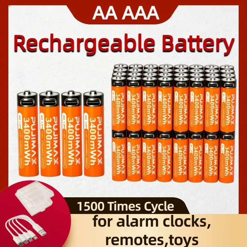 Baterías recargables AA/AAA y puerto Tipo-C