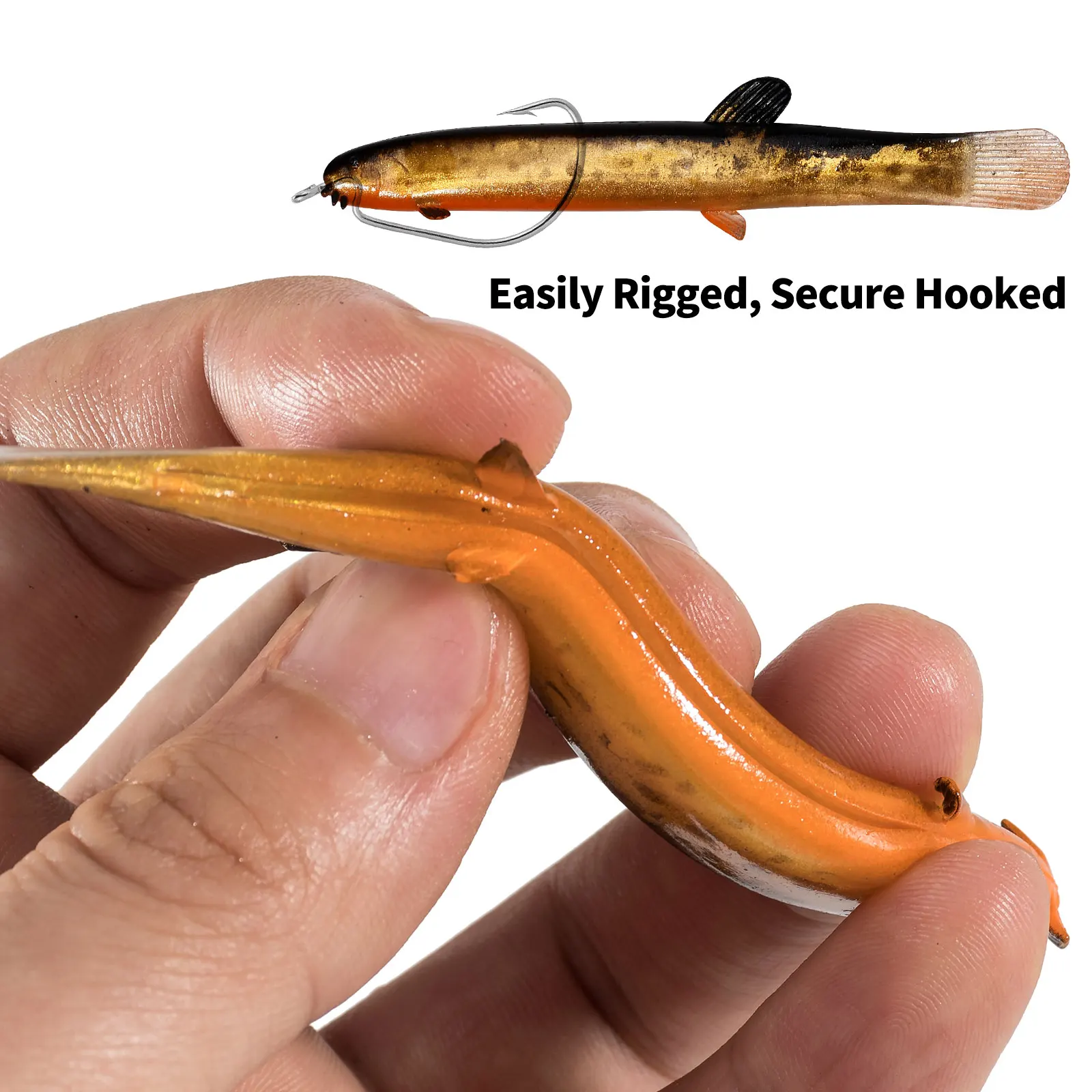 Señuelo blando Swimbait Anguila Loach 10 cm ojos 3D para lubina - imagen 3
