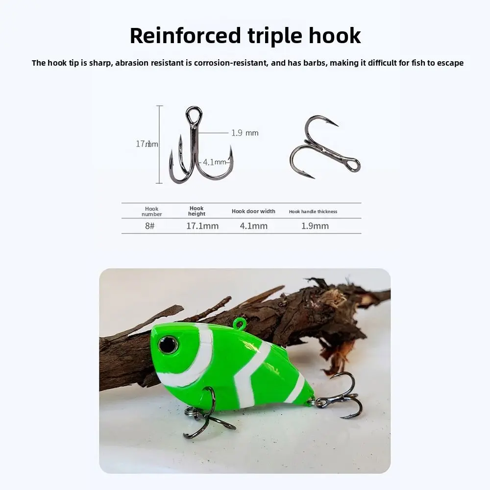 Señuelo wobbler swimbaits visto desde arriba con detalle de anzuelos