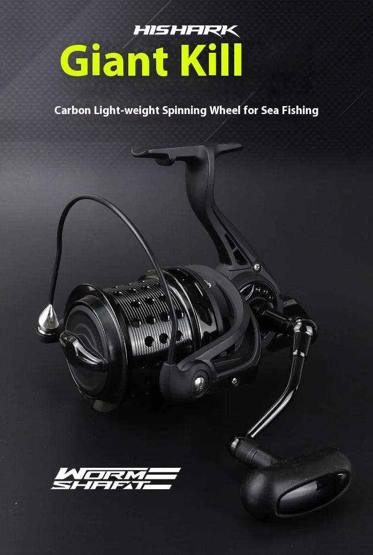 Carrete de metal IE9000-12000 para pesca jigging visto de frente