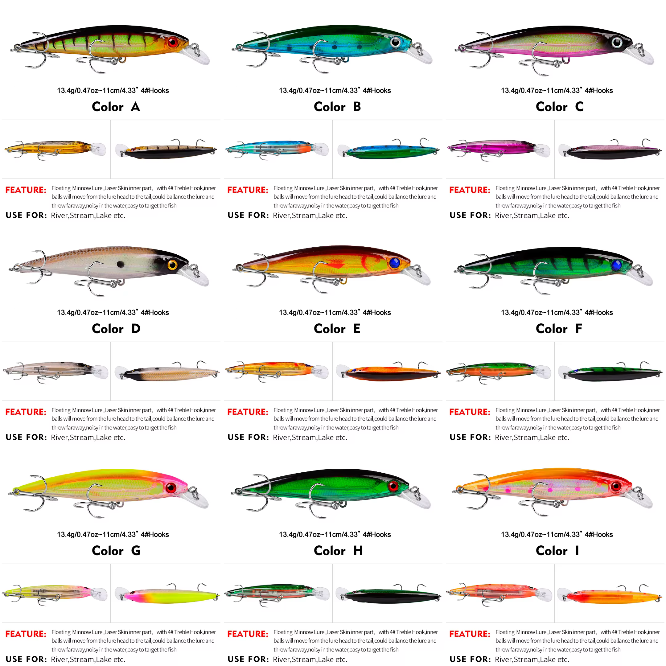 Señuelos Minnow y Crankbait Surtidos Flotantes y Hundidos para Lubina - imagen 2