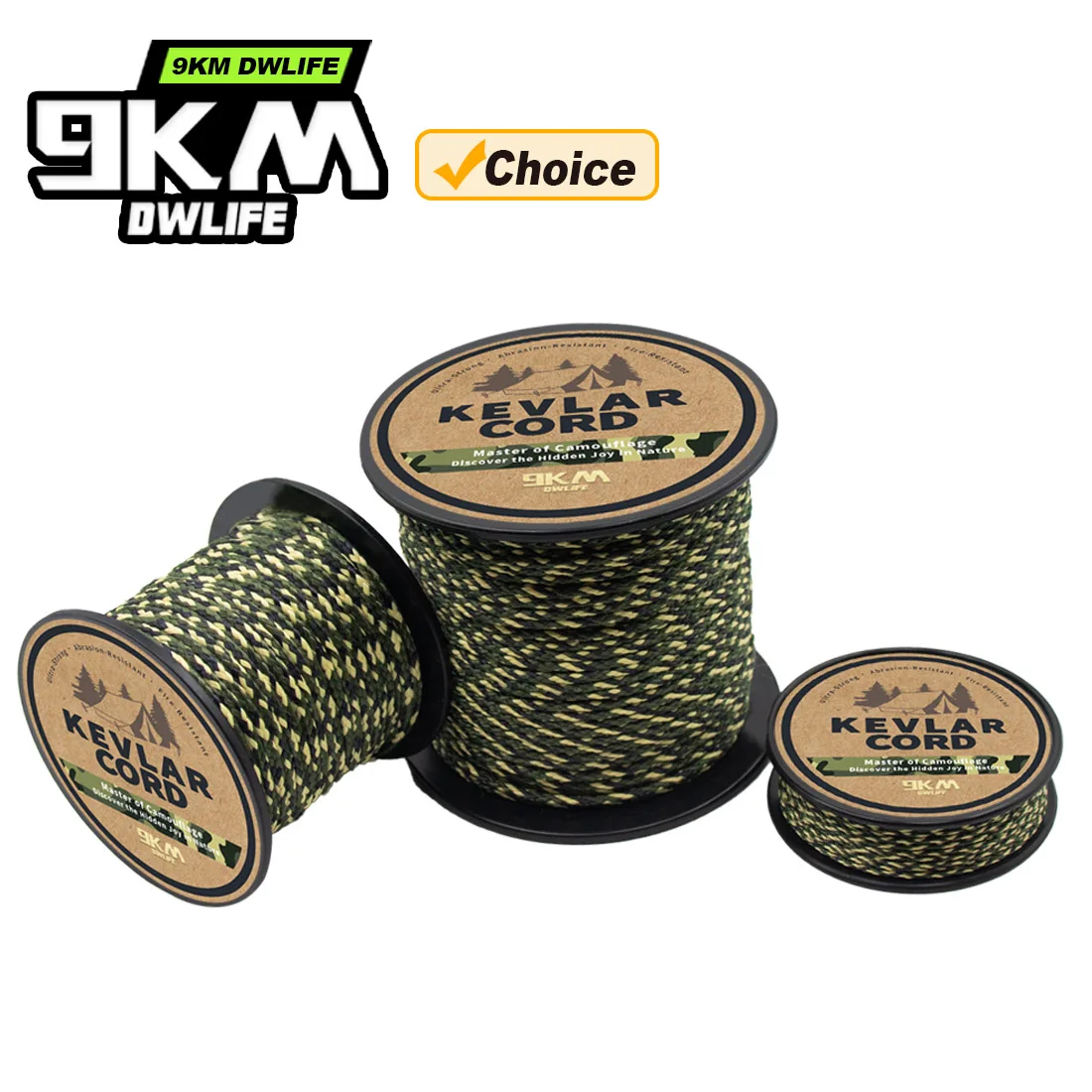 Cuerda Kevlar camuflada ultrarresistente y ligera para pesca deportiva