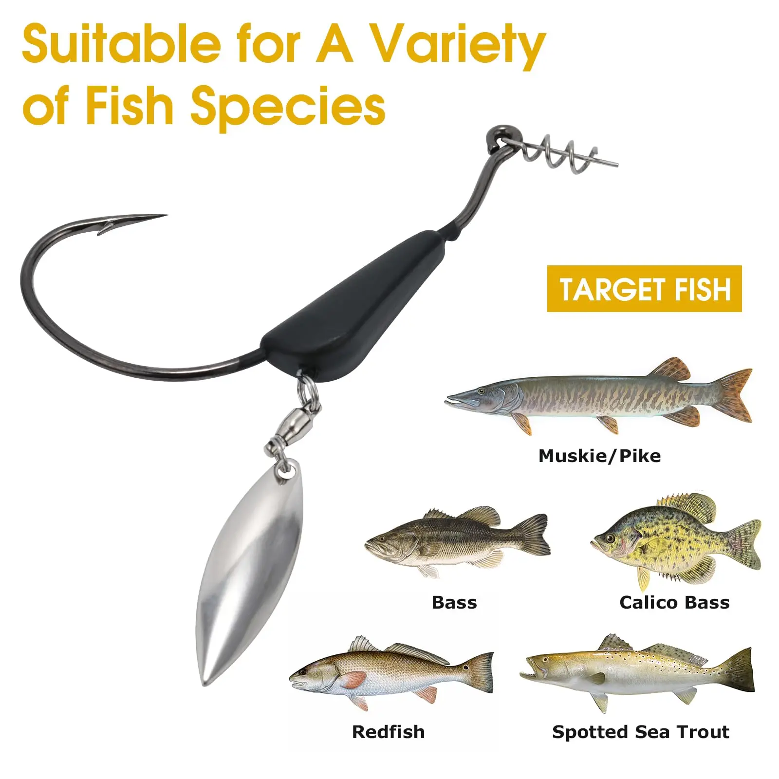 Goture Anzuelos Jig Head mar con cuchilla giratoria y púas anchas - imagen 4