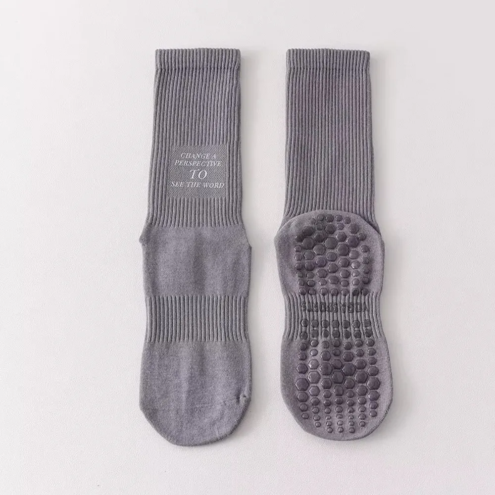 Calcetines antideslizantes de yoga suaves para mujer, tubo medio