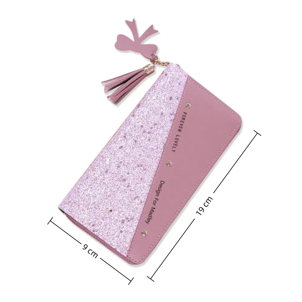 Cartera larga de piel PU para mujer con correa de muñeca - imagen 4
