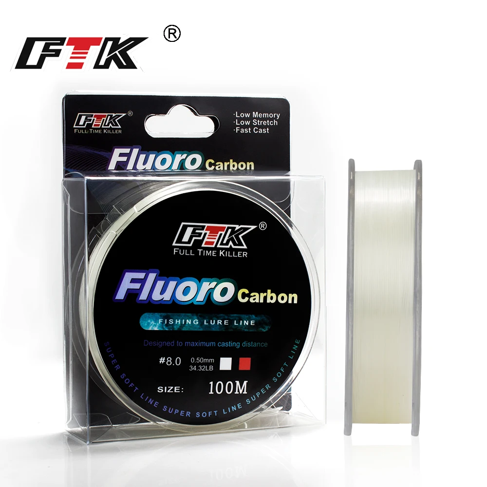 FTK Línea de pesca fluorocarbono revestida hundimiento para carpa