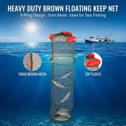 Bolsa red pesca marina poliéster reforzado con tres flotadores